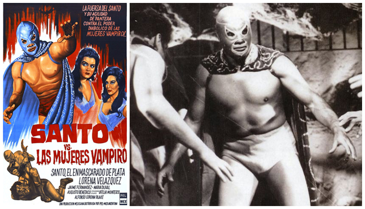 Poster of {{Santo vs. las mujeres vampiro}} (1962), by Alfonso Corona Blake and photography of Santo.